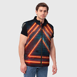 Мужской жилет Треугольные неоновые линии, цвет: 3D-светло-серый — фото 2