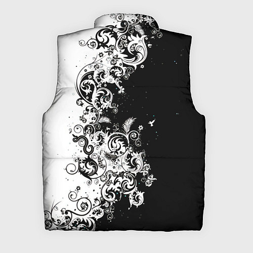 Мужской жилет Черно-белые цветы и колибри / 3D-Черный – фото 2