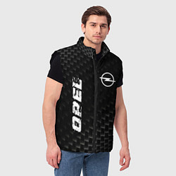 Мужской жилет Opel карбоновый фон, цвет: 3D-черный — фото 2