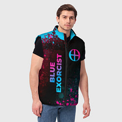 Мужской жилет Blue Exorcist - neon gradient: надпись, символ, цвет: 3D-черный — фото 2