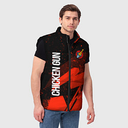 Мужской жилет Чикен ган - красная абстракция, цвет: 3D-черный — фото 2