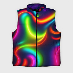 Мужской жилет Неоновые радужные разводы, цвет: 3D-черный