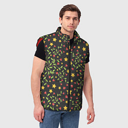 Мужской жилет Листочки и звёзды, цвет: 3D-красный — фото 2
