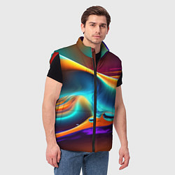 Мужской жилет Абстракция - жидкость, цвет: 3D-красный — фото 2