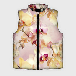 Мужской жилет Желтые и нежно-розовые орхидеи - паттерн, цвет: 3D-черный