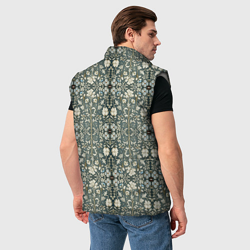 Мужской жилет Белые цветочки на сером фоне / 3D-Светло-серый – фото 4