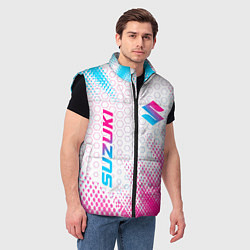 Мужской жилет Suzuki neon gradient style: надпись, символ, цвет: 3D-черный — фото 2