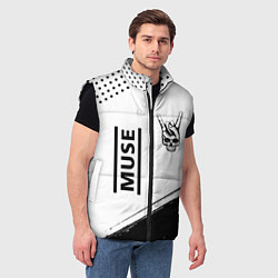Мужской жилет Muse и рок символ на светлом фоне, цвет: 3D-черный — фото 2