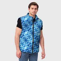 Мужской жилет Светящиеся голубые цветочки, цвет: 3D-черный — фото 2