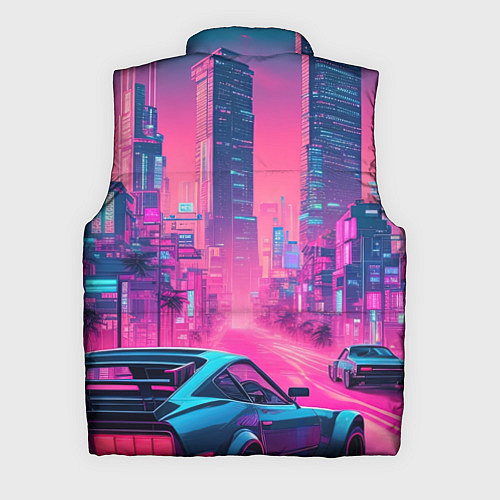 Мужской жилет Вечерний город в неоновых огнях / 3D-Светло-серый – фото 2