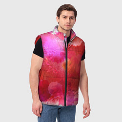 Мужской жилет Брызги акварели на белом, цвет: 3D-красный — фото 2