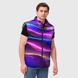 Мужской жилет Неоновые волны, цвет: 3D-светло-серый — фото 2