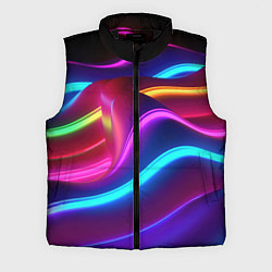 Мужской жилет Неоновые волны фиолетового оттенка, цвет: 3D-черный