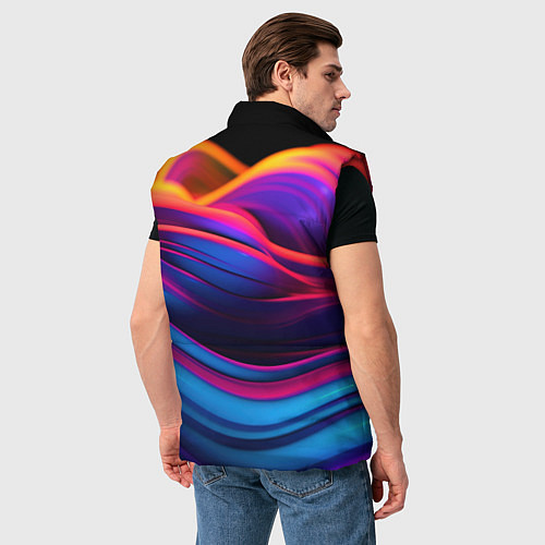 Мужской жилет Яркие неоновые волны / 3D-Красный – фото 4