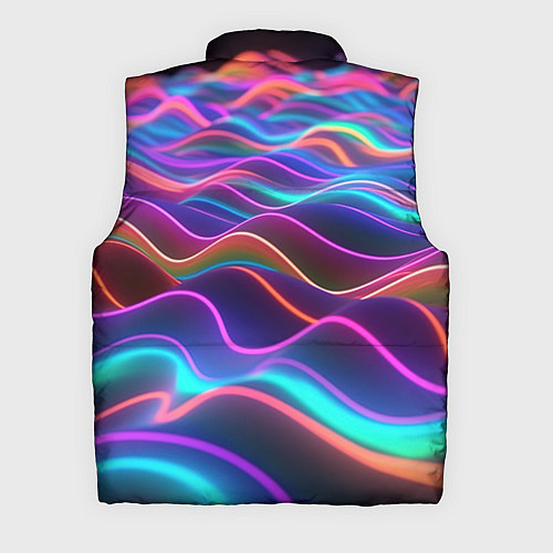 Мужской жилет Синие и фиолетовые волны / 3D-Черный – фото 2