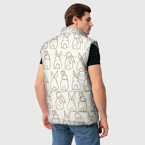 Мужской жилет Хвостики зайчиков - паттерн на молочном / 3D-Светло-серый – фото 4