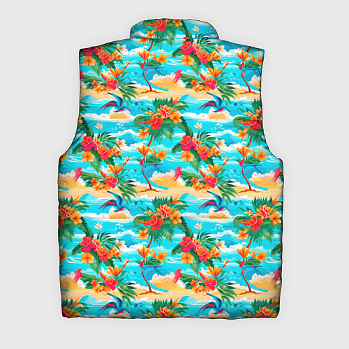 Мужской жилет Гавайский стиль море и цветы / 3D-Черный – фото 2