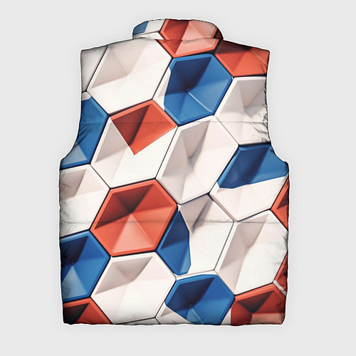 Мужской жилет Белые синие красные плитки / 3D-Светло-серый – фото 2
