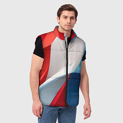 Мужской жилет Абстракция белый синий красный, цвет: 3D-черный — фото 2