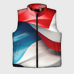 Мужской жилет Белые синие красные объемные волны, цвет: 3D-черный