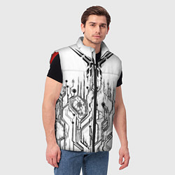 Мужской жилет ЧБ Киберпанк-Модерн, цвет: 3D-красный — фото 2