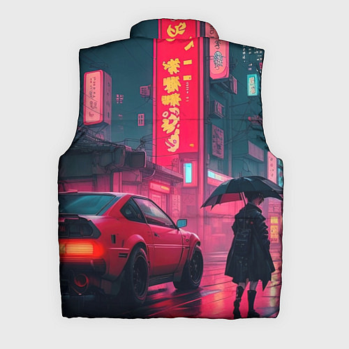 Мужской жилет Дождь на улицах Японии / 3D-Черный – фото 2