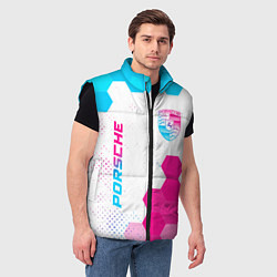 Мужской жилет Porsche neon gradient style: надпись, символ, цвет: 3D-черный — фото 2