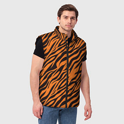 Мужской жилет Полоски тигра - tiger, цвет: 3D-черный — фото 2
