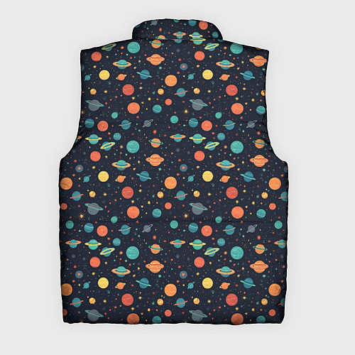 Мужской жилет Темный космос с планетами паттерн / 3D-Черный – фото 2