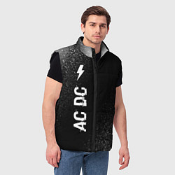 Мужской жилет AC DC glitch на темном фоне: по-вертикали, цвет: 3D-черный — фото 2
