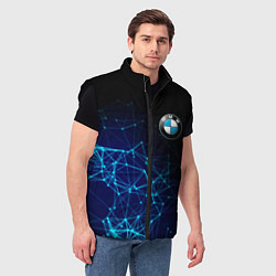 Мужской жилет BMW - логотип с геометрическим фоном, цвет: 3D-черный — фото 2