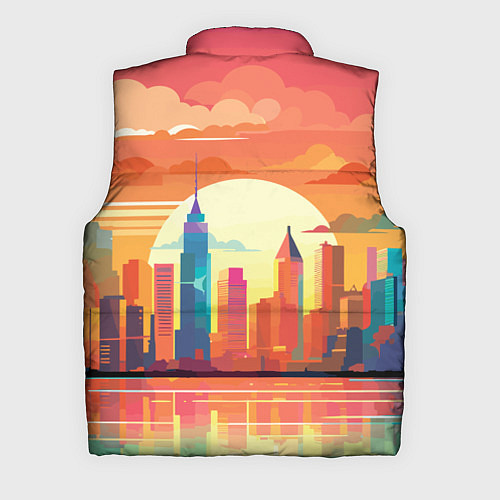 Мужской жилет Городской пейзаж на рассвете / 3D-Черный – фото 2