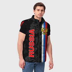 Мужской жилет Russia black style, цвет: 3D-красный — фото 2