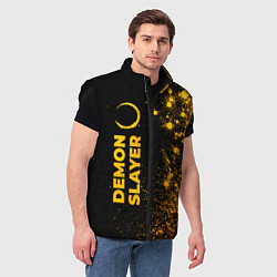 Мужской жилет Demon Slayer - gold gradient: по-вертикали, цвет: 3D-черный — фото 2