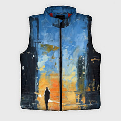 Мужской жилет Нарисованный человеческий силуэт на фоне города, цвет: 3D-красный