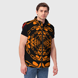 Мужской жилет Черно-рыжий узор, цвет: 3D-красный — фото 2