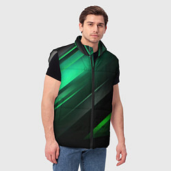 Мужской жилет Black green abstract, цвет: 3D-светло-серый — фото 2