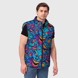 Мужской жилет Неоновые монстры - graffiti art style pattern, цвет: 3D-светло-серый — фото 2