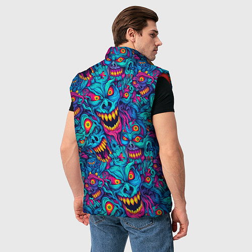 Мужской жилет Неоновые монстры - graffiti art style pattern / 3D-Красный – фото 4