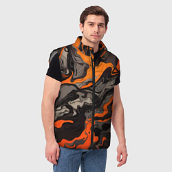 Мужской жилет Оранжево-черный камуфляж, цвет: 3D-светло-серый — фото 2