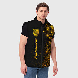 Мужской жилет Porsche - gold gradient: по-вертикали, цвет: 3D-черный — фото 2