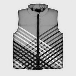 Мужской жилет Косые черно-белые полосы на сером