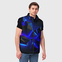 Мужской жилет Разлом плит из неона, цвет: 3D-черный — фото 2