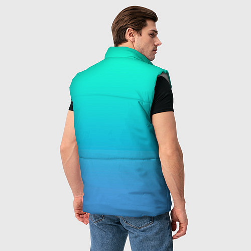Мужской жилет Градиент сине-зелёный светлый / 3D-Светло-серый – фото 4