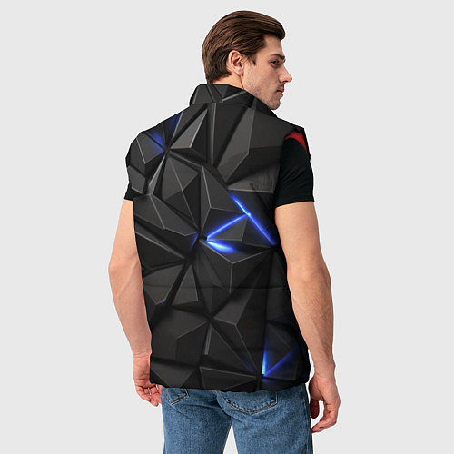 Мужской жилет Неоновое синее свечение на черном / 3D-Красный – фото 4