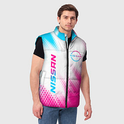 Мужской жилет Nissan neon gradient style: надпись, символ, цвет: 3D-черный — фото 2