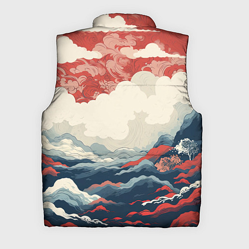 Мужской жилет Японская живопись / 3D-Красный – фото 2