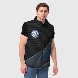 Мужской жилет Фольцваген - синяя броня, цвет: 3D-черный — фото 2