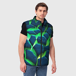 Мужской жилет Разломленные зеленые плиты, цвет: 3D-черный — фото 2
