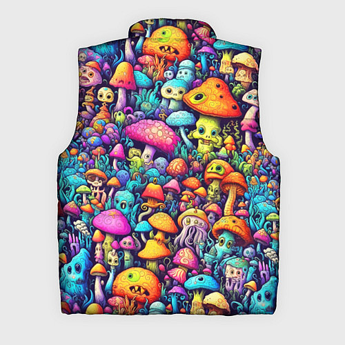 Мужской жилет Кислотные психоделические грибы / 3D-Черный – фото 2